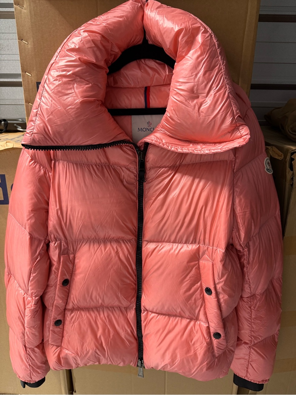 Montcler Salmon Pink Down Puffer Coat M
